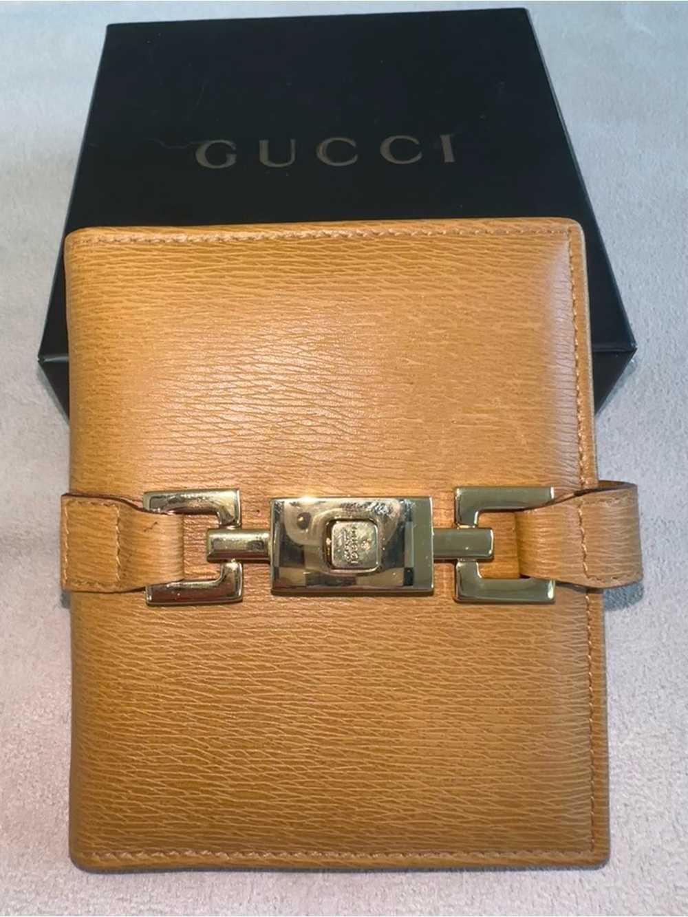 Gucci Jackie Mini Address Book/Planner Cover w Box – Authentic - Tan - EUC -